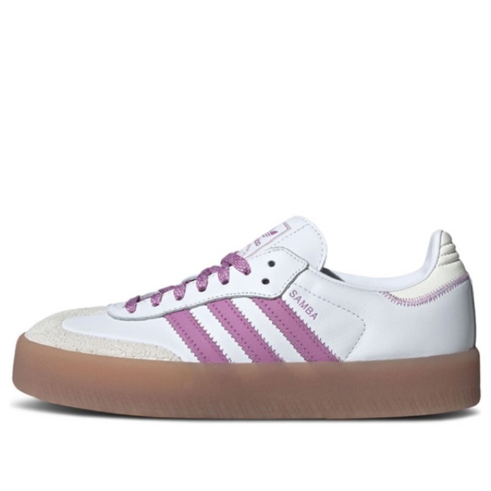 adidas Originals Samba Low-Top Sneakers in White and Lavender with Gum Sole